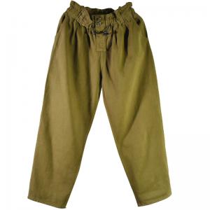 Empire Waist Cotton Army Green Pants Straight Legs Cargo Pants