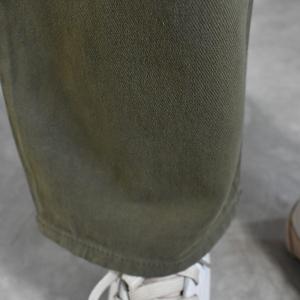 Empire Waist Cotton Army Green Pants Straight Legs Cargo Pants