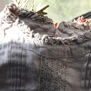 Lace Collar Crochet Blouse Loose Linen Shirt for Women