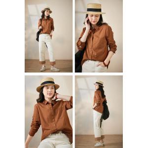 Chest Pocket Long Sleeves Shirt Business Casual Cotton Blouse
