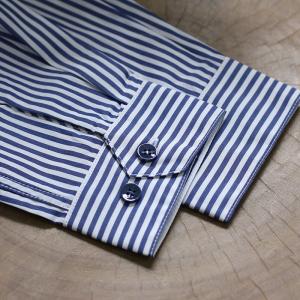 Blue Pinstriped Shirt Womens Cotton Blouse for Women