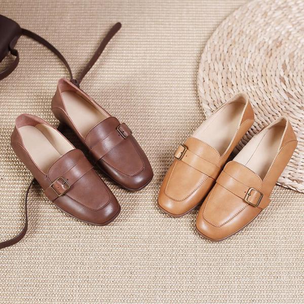 Cowhide Leather Horsebit Loafers Womens Comfortable Loafers