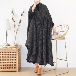 Senior Women Large Wool Poncho Womens Long Dotted Wrap Coat