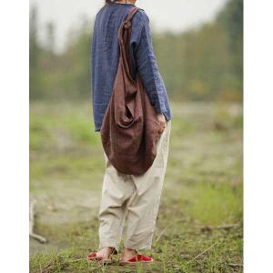 Original Design Cotton Linen Plain Hobo Bag