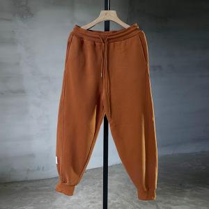 Versatile Cozy Cotton Sweat Pants Plain Fleeced Tapered Pants