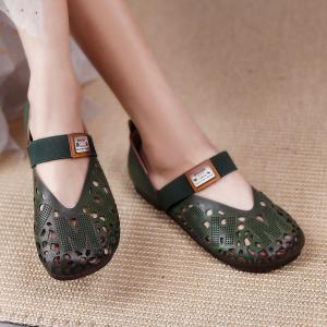 Hollow Out Strap Comfort Shoes Leather Work Flat Sandals