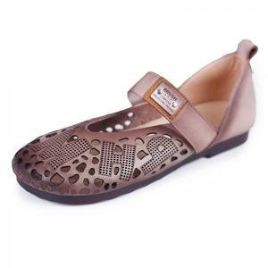 Hollow Out Strap Comfort Shoes Leather Work Flat Sandals