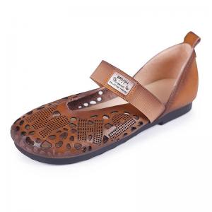 Hollow Out Strap Comfort Shoes Leather Work Flat Sandals