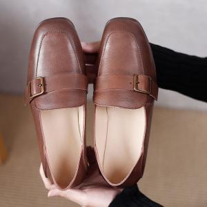 Cowhide Leather Horsebit Loafers Womens Comfortable Loafers