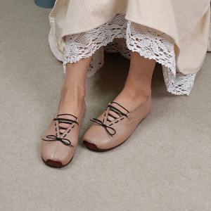 Lace Up Leather Summer Flats Comfortable Slip-On Work Shoes