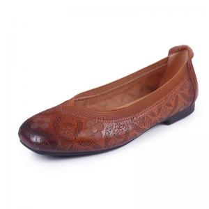 Over50 Style Soft Leather Flats Flowers Ballerina Flats