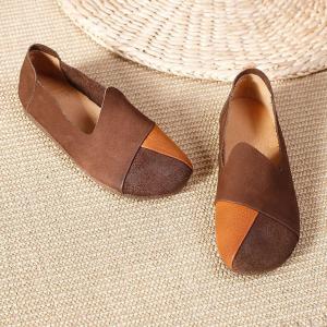Multi-Colored Leather Vintage Slip Ons for Women