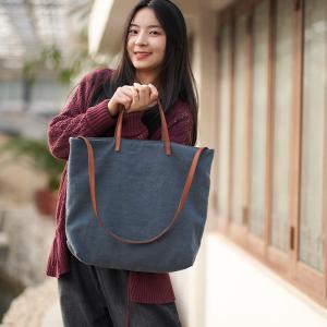 Cotton Linen Plain Tote Bag Versatile Casual Teacher Bag