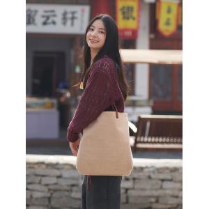 Cotton Linen Plain Tote Bag Versatile Casual Teacher Bag