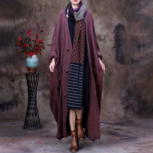 Stereo Flowers Applique Linen Cardigan Plus Size Modest Flax Clothing