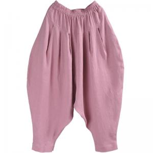 Organic Linen Pink Balloon Pants Loose Summer Flax Harem Pants
