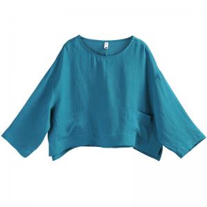 Pop Colored Custiomized Linen T-shirt Plain Flax Cropped Top