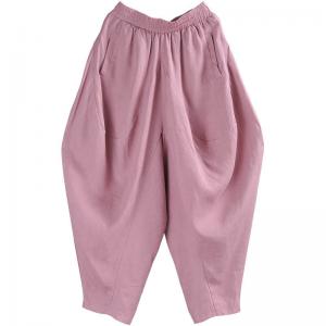 Solid Colors Designer Hammer Pants Plus Size Linen Balloon Pants