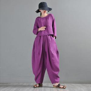 Solid Colors Designer Hammer Pants Plus Size Linen Balloon Pants