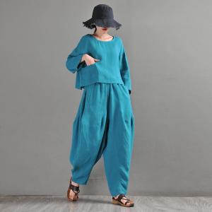 Solid Colors Designer Hammer Pants Plus Size Linen Balloon Pants