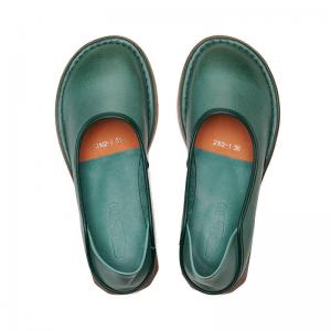 Round Toe Comfy Granny Shoes Leather British Flats