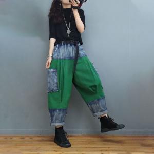 Contrast Colored Baggy Dad Jeans Side Pockets Casual Jeans