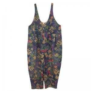 V-Neck Flowers Jean Overalls Relax-Fit 90s Overalls for Women