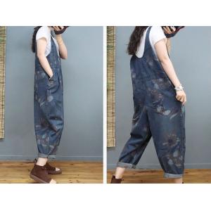 V-Neck Flowers Jean Overalls Relax-Fit 90s Overalls for Women