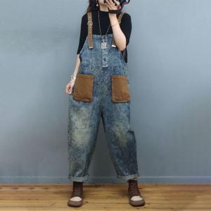 Colorful Pockets Adjustable Straps Overalls Womens Bib Overalls