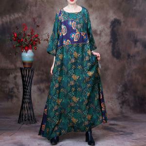 Rose Flowers Wedding Guest Dress Jacquard Maxi Green Dress