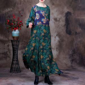 Rose Flowers Wedding Guest Dress Jacquard Maxi Green Dress