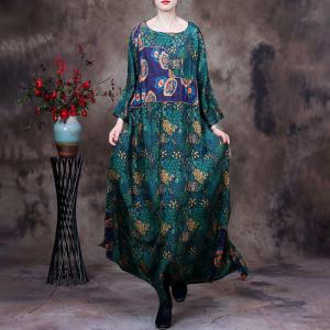 Rose Flowers Wedding Guest Dress Jacquard Maxi Green Dress