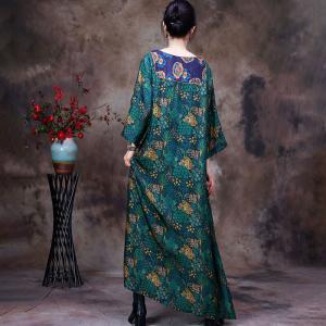 Rose Flowers Wedding Guest Dress Jacquard Maxi Green Dress