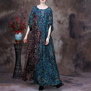 Dense Flowers Bi-Colored Shift Dress Plus Size Church Outfits