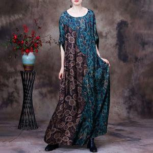 Dense Flowers Bi-Colored Shift Dress Plus Size Church Outfits