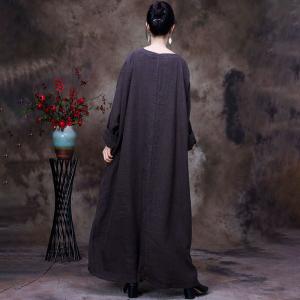 Stereo Flowers Loose Linen Caftan Plant Dyeing Flax Clothing