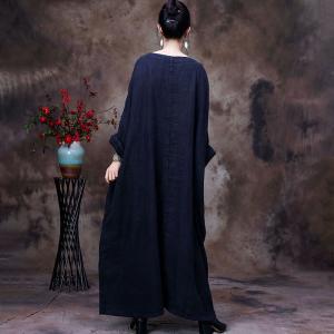 Stereo Flowers Loose Linen Caftan Plant Dyeing Flax Clothing