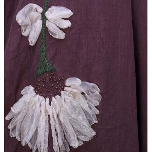 Stereo Flowers Loose Linen Caftan Plant Dyeing Flax Clothing