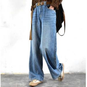 Vintage Korean Straight Legs Jeans Long Light Wash Jeans