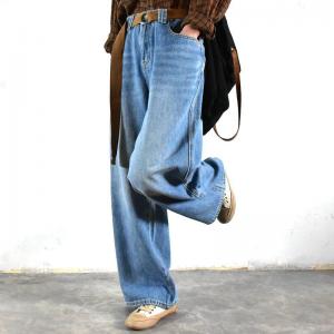 Vintage Korean Straight Legs Jeans Long Light Wash Jeans