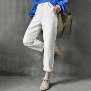 Korean Style White Stretch Jeans Loose High Rise Jeans