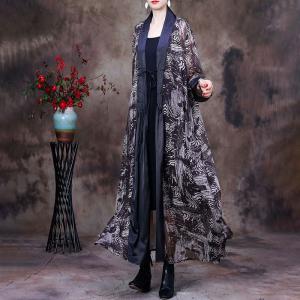 Church Fashion Printed Tied Cardigan Mulberry Silk Modest Clothing