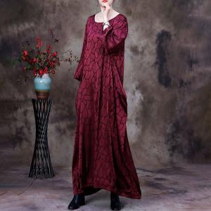 Mulberry Silk Giraffe Patterned Abaya Modest Long Kaftan