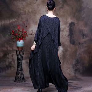 Mulberry Silk Giraffe Patterned Abaya Modest Long Kaftan