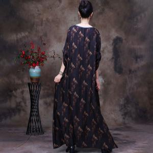 Folk Patterned Patchwork Plus Size Cheongsam Maxi Chinese Dress