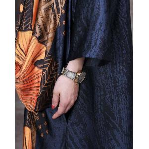 Loose-Fit  Flowers Designer Dress Silk Maxi Wrap Dress