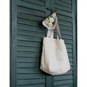 Casual Style Beige Embroidery Tote Cotton Linen Teacher Bag
