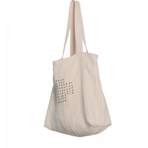 Casual Style Beige Embroidery Tote Cotton Linen Teacher Bag