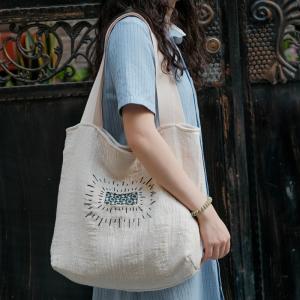 Original Design Floral Tote Bag Cotton Linen Embroidery Bag