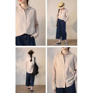 Simple Casual Cotton Shirt Small Grids Long Sleeves Shirt